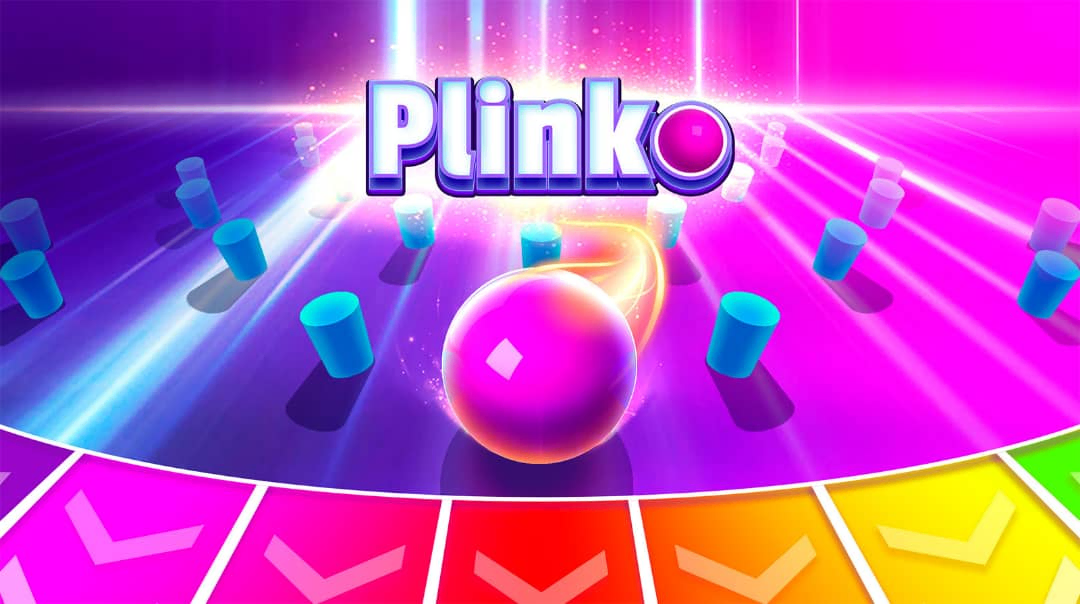 Diagrama del tablero de Plinko mostrando la distribución de clavijas, zonas de multiplicadores dorados y el recorrido de la bola