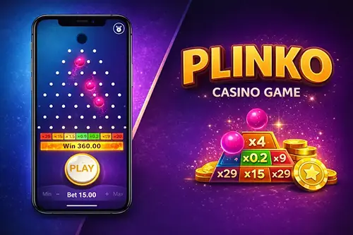 Juego Plinko en smartphone con interfaz táctil optimizada para móvil, tablero adaptado y botones grandes