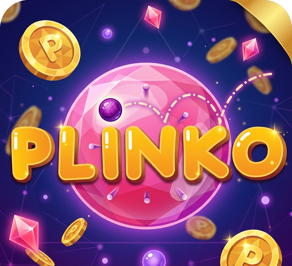 Bola de Plinko en plena caída rebotando entre las clavijas del tablero con efecto de luz neon azul
